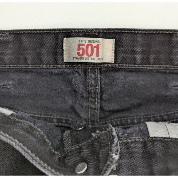 Levis 501 Original Fit Jeans Straight Leg Button Fly 100% Cotton Blue Black - Picture 5 of 13